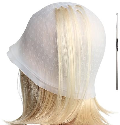 Pre-punched with Holes Silicone Highlight Caps Hair Color Professional Reusable Highlighting Caps with Hook Salon Hairdressing Dyeing Staining Tools for Women Men