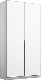 Rauch Möbel Alabama Drehtürenschrank Schrank Kleiderschrank Weiss / Grau, 2-türig, Inklusive Zubehörpaket Basic, 1 Kleiderstange, 1 Einlegeboden, BxHxT 91x210x54 cm