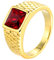 HIJONES Herren Edelstahl Rot Stein Ring Quadratisch Edelstein Pinky Finger Ringe mit Kristall Statement Schmuck Gold Größe 57