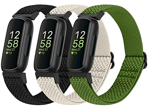 Bcuckood Elastisches Armband Kompatibel mit Fitbit Inspire 3/Inspire 2/Inspire/Inspire HR/Ace 2/Ace 3, Verstellbares Ersatzarmband Damen Herren Kinder Dehnbare Weiche Sport Nylon Armband