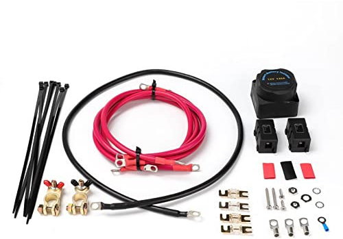 Trintion Split Charging Relay Kit 12V 1M Voltage Sensing Relay 110Amp Lead Power Split Charge Relay Set Smart Battery Lsolator for Camper Car RV Yacht