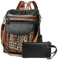 Shrrie Rucksack für Damen, modischer Leder-Rucksack, Geldbörse, Designer-Reiserucksack, Schultertasche, 2-3 Schwarz mit Leopardenmuster