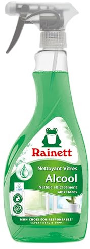 RAINETT - Nettoyant Vitres à l'Alcool - Nettoie & Fait Briller - Action Dégraissante - Résultat Sans Traces - Spray 100% Recyclé & Recyclable - 500 ml