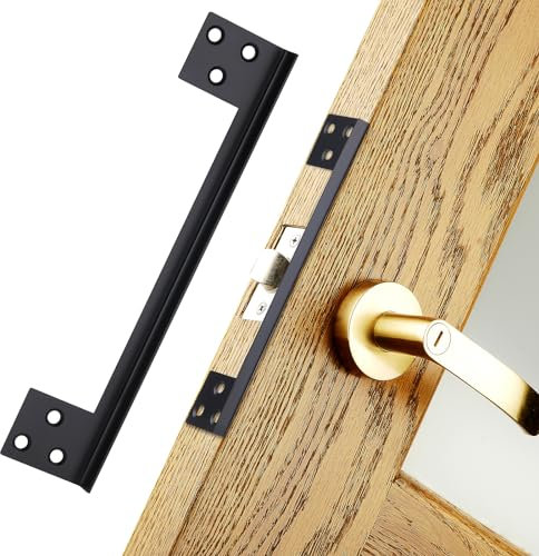 Door Latch Guard Home Security Door Lock Plate, Outswing Door Security Protector to Prevent Unauthorized Entry, Extra Security Door Locks Door Blocker, Steel Latch Guard Plate Cover (7)
