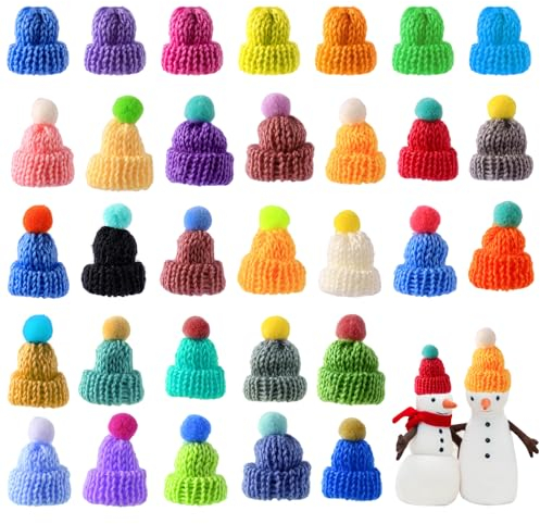 Sophisticate 60 Stück Mini Hüte Strickmützen Weihnachtsmannmützen Finger Weinflache Hut Mini Wollmütze Puppen Hut für DIY Handwerk Kunst Weinflasche Deko Christmasbaumschmuck Puppenzubehör