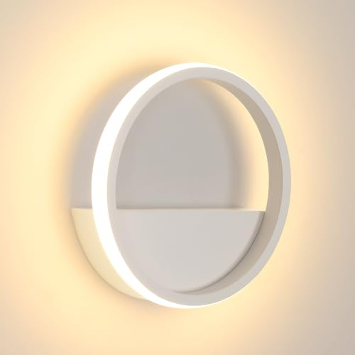 Comely LED Wandleuchte Innen, 12W Modern Wandlampe LED Warmweiß 3000K, Rounde Acryl Wandbeleuchtung für Schlafzimmer Korridor Wohnzimmer Treppe, Weiß