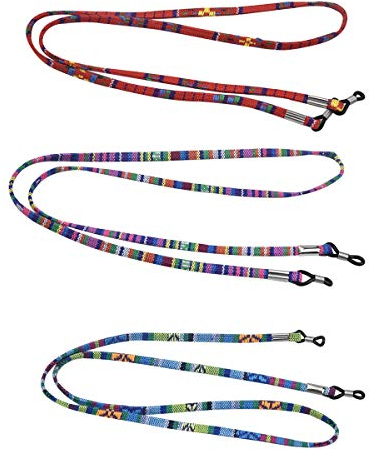 3 Piezas Correa Gafas Mujer, Cordon Gafas Hombre, Cuerda para Gafas de Sol, Gafas Cadena Fija Ajustable, Cuerda Gafas Hombre Deporte, Cordón de Gafas Étnico para Gafas de Lectura