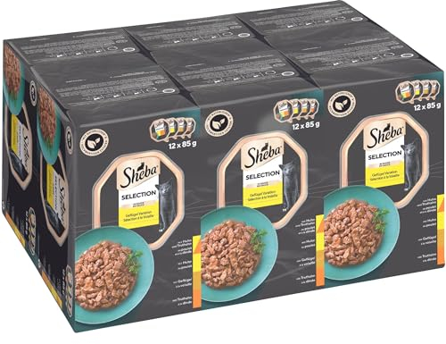 SHEBA Schale Nassfutter Multipack Selection in Sauce Geflügel Variation 6 x 12 x 85g