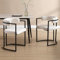 Wahson Esszimmerstühle 2er Set, Küchenstuhl aus Teddystoff Polsterstühle mit schwarzen Metallbeinen, Moderne Eckstühle für Esszimmer/Küche,Beige