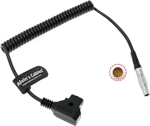 Alvin's Cables Power Cable for Tilta Nucleus-M Motor 7 Pin Male to D-tap Coiled Cable for V-Mount Battery Plate