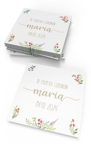 Aiman GZ - Magnete quadrato personalizzato 5,5 x 5,5 cm - Confezione da 10 pezzi - per frigorifero, regalo battesimo, matrimonio, comunione