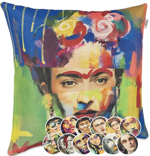 Kissenbezug Dekokissen Gobelin Kissen Sofakissen Kissenbezüge Kissenhülle Zierkissen Pop Art Motiv beidseitig Bedruckt Frida Kahlo 40x40cm ohne Füllung