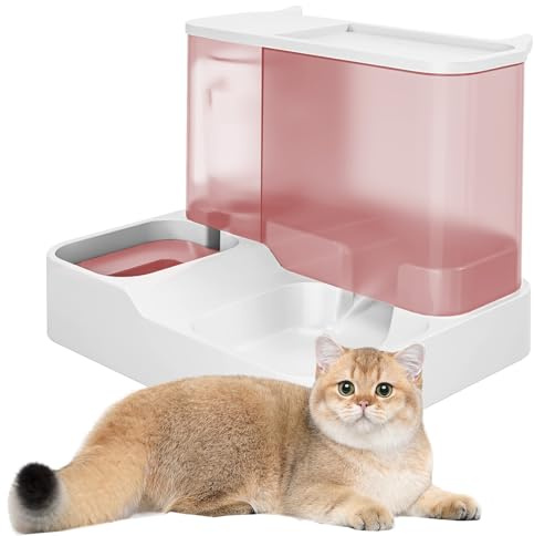 Oskuglin Distribuidor Automático 2-en-1 Comida y Agua para Gatos 3,8L | Por gravedad, sin BPA, 2,8L comida + 1L agua, antiderrames, sin electricidad, para gatos y perros pequeños