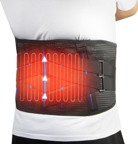 Oramuon Ceinture Chauffante pour le Bas du Dos – Support Chauffant avec Batterie Powerbank 5000mAh, Ceinture Électrique pour Hommes et Femmes, Soulagement des Douleurs Lombaires
