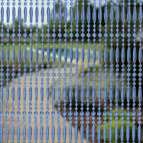 Trente Perlenvorhang Verschiedene Größen und Farben, Balkontür Fliegengitter, Insektenschutz Perlen, Fliegenvorhang Saphirblau 90 x 200 cm