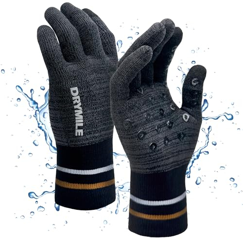 DRYMILE HYLA Waterproof Dexterity Gloves – All-Weather Wool Blend Gloves for Men & Women – Touchscreen & Non-Slip Grip – Hiking, Cycling, Fishing, Hunting & Work.- L, Heather Grey