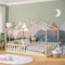 Bellabino Bia Kinderbett 140x200 cm – Hausbett mit Rausfallschutz & Lattenrost – Montessori Bodenbett aus Massivholz Kiefer – Kinder Bett in Natur für Jungen und Mädchen