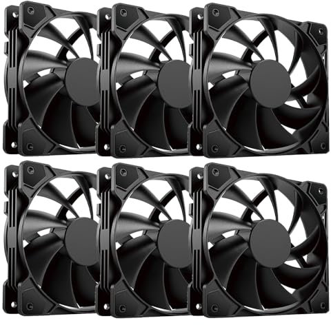 Molex - 6 ventiladores silenciosos para PC de 120 mm, color negro, antivibraciones, conexión de 3 pines + 4 pines, color negro