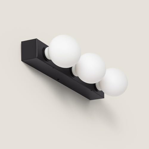 LEDKIA LIGHTING Lámpara de Pared Baño Metal 3 Focos Aizkra Negro