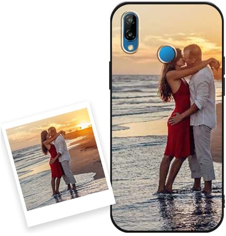 Coiwxmoi Personalisierte Handyhülle für Huawei P20 Lite 5,84'', Personalisiert Hülle mit Eigenem Bild Foto Selbst Gestalten Schutzhülle, Individuelle Design Silikon Case für Huawei P20 Lite,Schwarz