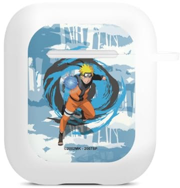 Hülle mit Karabiner kompatibel mit Apple AirPods (2. Generation) Case weiß Schutzhülle mit Schlüsselanhänger Offizielles Lizenzprodukt Manga Naruto Shippuden