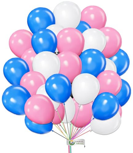 Confezione da 25 palloncini a tinta unita rosa, bianchi e azzurri, 25 cm, palloncini per feste di compleanno, decorazioni per matrimoni, baby shower, feste di laurea