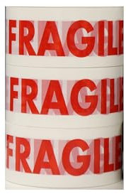 DIVINE PACKAGING Fragile Lot de 3 rouleaux de ruban adhésif d'emballage imprimé 48 mm x 66 m