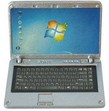 Dolls House Opening Silver Laptop (D4236) - 1:12 Scale Miniatures | Minimum World
