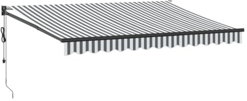 vidaXL Tenda Retrattile Antracite e Bianca 3,5x2,5m Tessuto/Alluminio, Tenda da Sole, Tenda Retrattile, Tenda per finestre, Tenda, tettoia