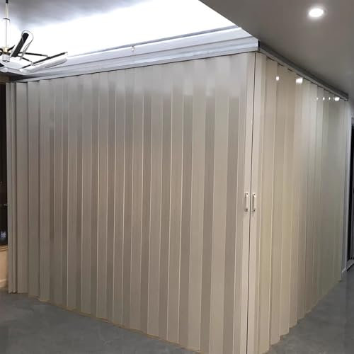 Porte Pieghevoli Porta pieghevole commerciale in PVC con telaio in alluminio, porte doppie scorrevoli a forma di L alte 200 cm, 2 pannelli, per privacy/divisorio di stanze/piccoli spazi(115x80x200cm)