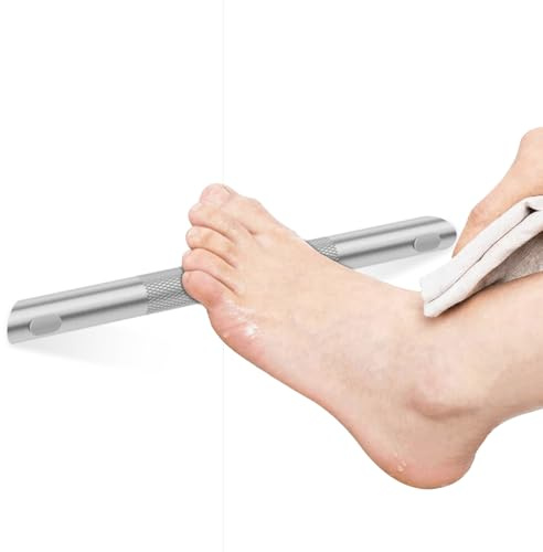 BWE Brushed Nickel Shower Foot Rest Bar Corner Shower Foot Rest Shaving Leg | Stainless Steel Bar Non-Slip Knurled Shower Step Wall Mounted Bathroom Shower Shaving Foot Rest