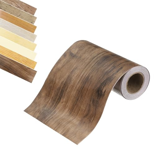 QUARKZMAN Ruban Bois, 2 x 16Ft Ruban De Réparation Autoadhésif Simulé Bois Pour Coin De Mur Table Porte Plinthe Sol Meuble ornementationation Intérieure (Brun Foncé)