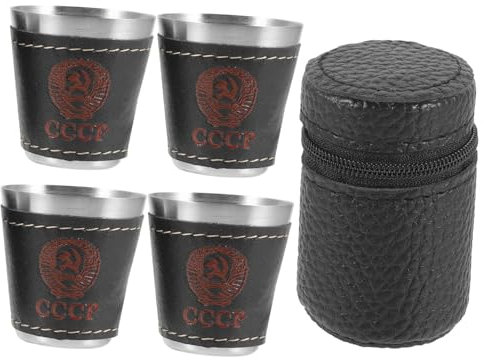 UKCOCO 1Juego Vasos de Inoxidable con Estuche de Transporte Tazas Multiusos para Camping para Vino Whisky y Compactos y Fáciles de Limpiar