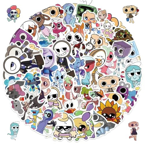 54pcs Dandy's World Stickers,Cartoon Character Stickers Pack,Waterproof Vinyl Decals for Teens Adults Birthday Party Decorations Supplies and Laptop, Water Bottle, Skateboard, Phone Case, Bike