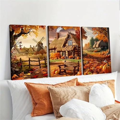 TROYSINC 3er Poster Set, AUTUMN FOREST Natur Blätter Kunstdrucke Wandbilder Wohnzimmer Wanddeko für Schlafzimmer, Ohne Rahmen (21x30cm)