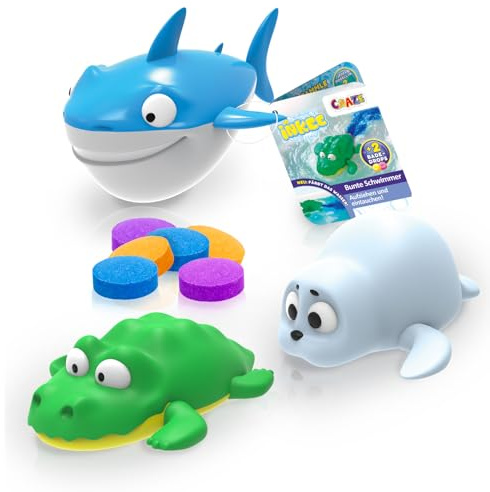 INKEE Toys Wind-Up Drop Ocean – 3er Set Badewannenspielzeug mit Hai, Krokodil & Robbe - Aufzieh Wasserspielzeug Kinder mit Bade Drops , Lustige Badetiere für Kinder Badewanne
