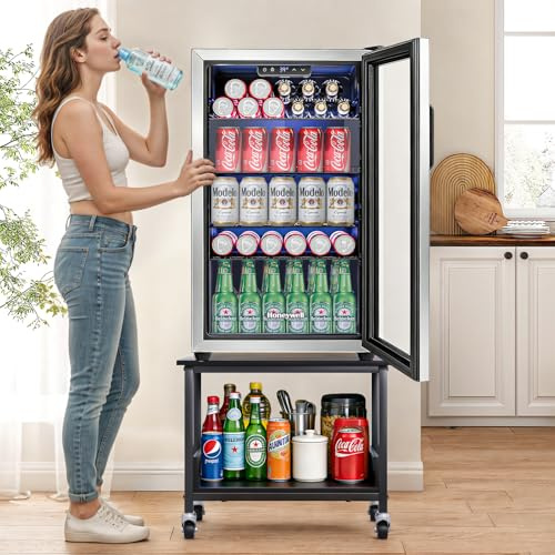 doktorbaby Mini Fridge Stand with Storage Small Refrigerator Stand with Wheels 2-Tier Max Load 300 LBS