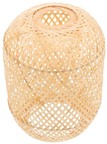 COHEALI Ersatz Lampenschirm Bambus Geflochten Rattan Leuchtenschirm Pendelleuchte Weiden für Esszimmer Wohnzimmer Hot Pot Restaurants in Naturfarben 42x28cm