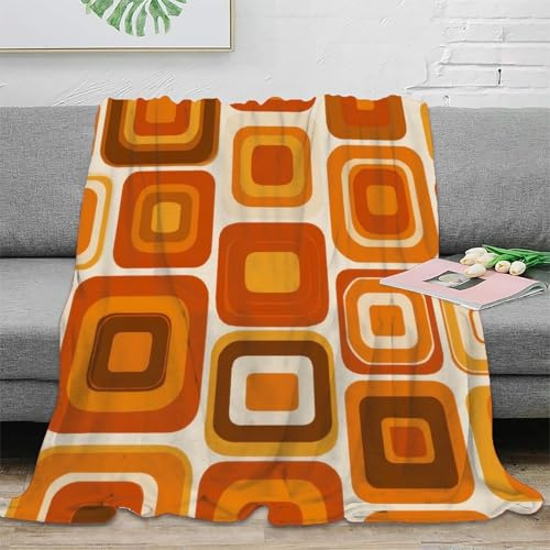 NAOFEKUID Retro Geometrisch 3D Druck Microfaser Decke Wohnkultur Vintage Muster Sofadecke Geschenk Erwachsene 50x60(127x152cm)