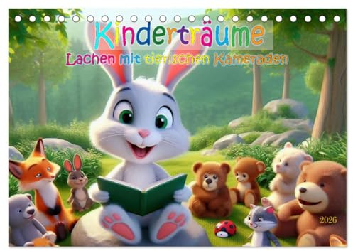 Kinderträume - Lachen mit tierischen Kameraden (Tischkalender 2026 DIN A5 quer), CALVENDO Monatskalender: Ein Dschungel voller Geheimnisse und Lachen mit tierischen Kameraden (CALVENDO Spass)