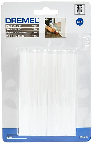 Dremel GG11 Mehrzweck-Heißklebestifte - Zubehörsatz für Dremel 940 Heißklebepistole mit 12 Heißklebestiften 11mm, hohe Temperatur, zum Kleben von Holz, Kunststoff, Keramik etc.
