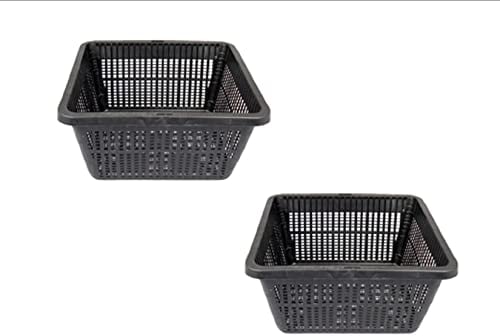 Pondh2o 19cm Square Water Garden Aquatic Mesh Pond Plant Flower Basket Pack of 2, Plastic Slotted Mesh Water Garden Planting Pots Baskets | VALUE PACK