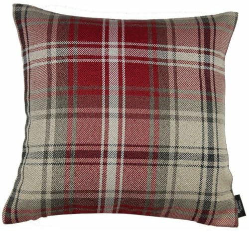 McAlister Textiles Angus | Kissenbezug für Sofakissen in Rot | 50 x 50cm | gewobenes Kariertes Tartan Muster | schottischer Landhausstil
