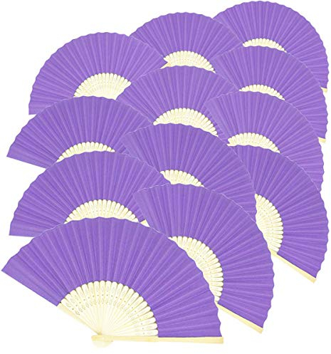 Woohome 15 PCS Hand Fan Foldable Paper Fan for Dancing, Part, Picnic, Wedding Party Gift, Guest Favour Wedding Decoration (Purple)