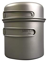 Jolmo Lander Outdoor Titanium Pot with Pan Titanium Camping Cookware Set Titanium Cooking Pot 1100ml
