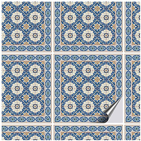 FoLIESEN Fliesenaufkleber für Bad, Küche, Badezimmer - Fliesen-Folie selbstklebend - Orientalische Azulejos - 16 Klebefliesen, .:20x20 cm / 16-tlg. Set