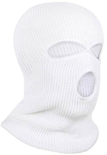 TRIXES Herren-Balaclava - 3-Loch - ideales Fahrrad - und Motorradzubehör - Thermomaske Wintermaske Nackenwärmer Skimaske Sturmhaube - Einheitsgröße - Farbe Weiß