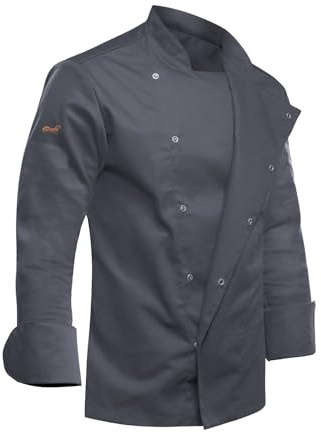 strongAnt® Kochjacke Herren Langarm Kurzarm Stretch mit Druckknöpfen – XLAnce® oder Soft Stretch, Schwarz Weiß Grau Navy Bordeaux Olive, atmungsaktiv & pflegeleicht