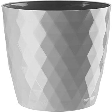 KORAD Cristal Indoor Flower Pot Covers without Drainage Holes | Round Plastic Plant Pots Container for All Houseplants | 9 Modern Colours & 7 Sizes- (Grey, Ø 18 cm (7.08 inch))