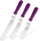 U-Taste Spatule Coudee Patisserie Lot de 3, Glaçage Gâteaux Spatule Décalée en Acier Inoxydable 18/0 avec Poignée en Plastique PP, Lame de 15 cm/20 cm/25 cm (Violet)